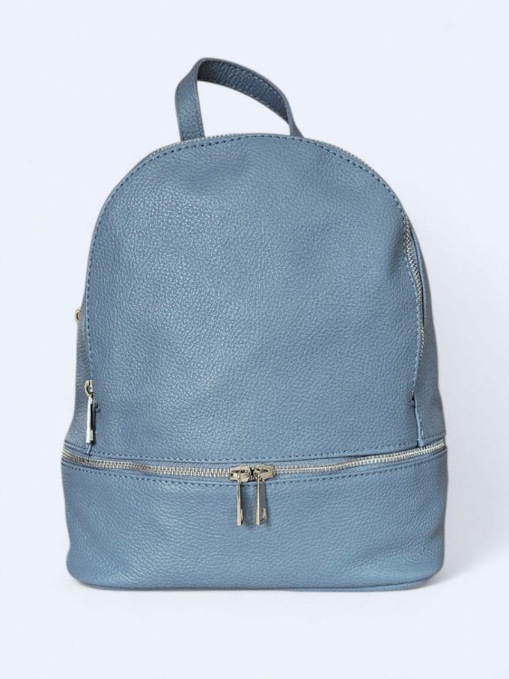 Elegancki skórzany miejski plecak niebieski