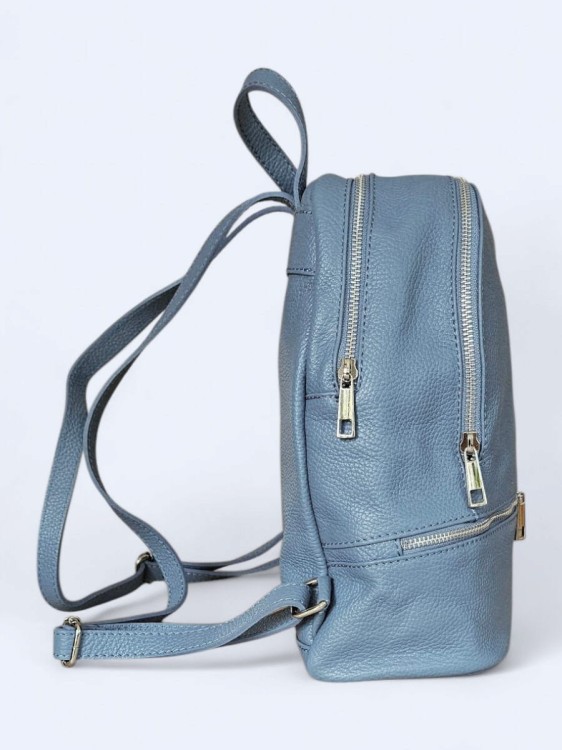 Elegancki skórzany miejski plecak niebieski