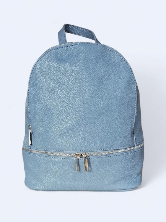 Elegancki skórzany miejski plecak niebieski