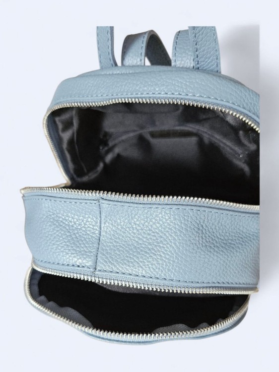 Elegancki skórzany miejski plecak niebieski