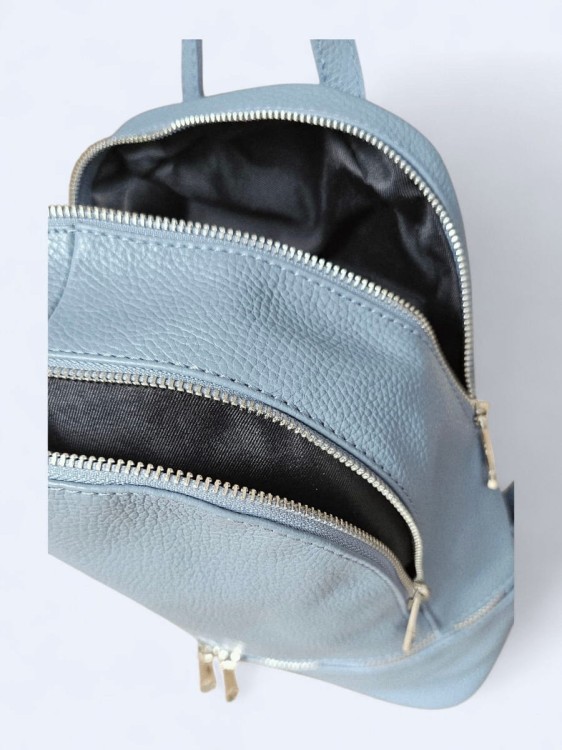 Elegancki skórzany miejski plecak niebieski