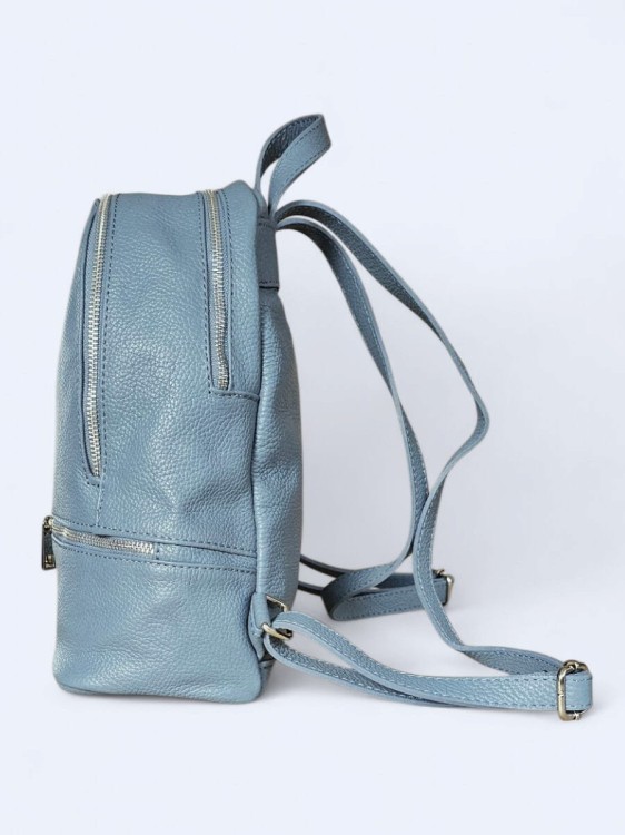 Elegancki skórzany miejski plecak niebieski