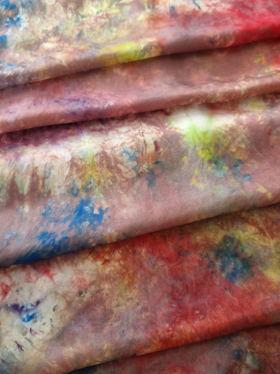 Szal jedwabny delikatny i zwiewny wielokolorowy