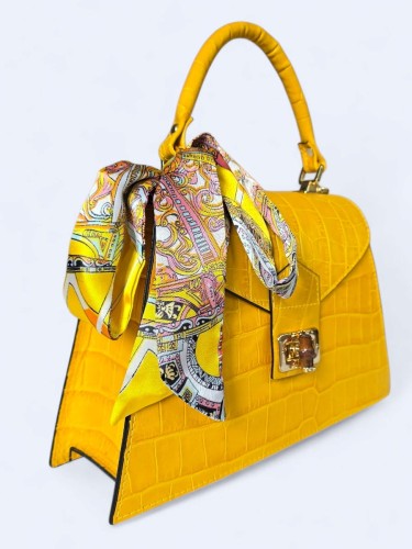 Elegancka torebka kuferek ze skóry naturalnej – słoneczny żóty