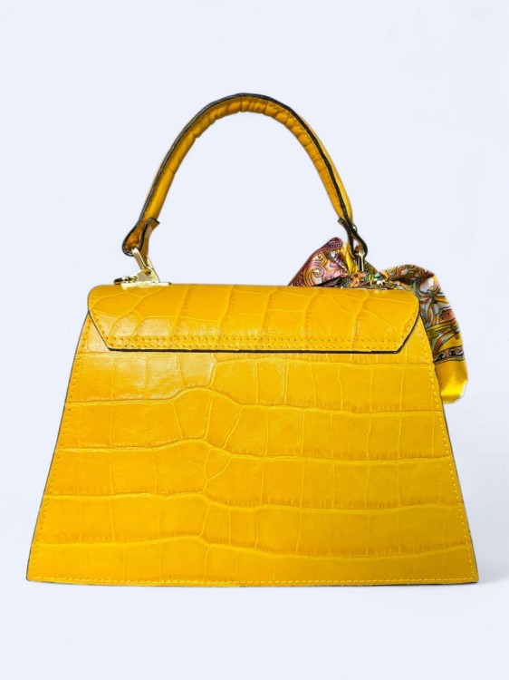 Elegancka torebka kuferek ze skóry naturalnej – słoneczny żóty