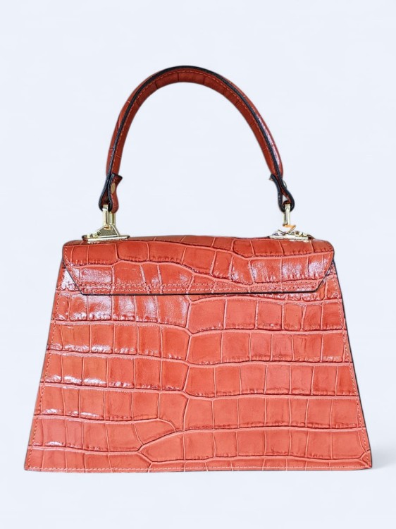 Elegancka torebka kuferek ze skóry naturalnej – rdza