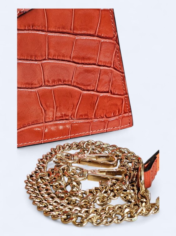 Elegancka torebka kuferek ze skóry naturalnej – rdza