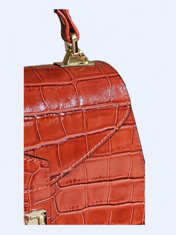 Elegancka torebka kuferek ze skóry naturalnej – rdza