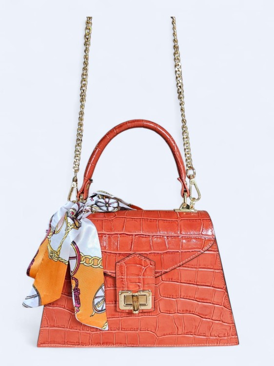 Elegancka torebka kuferek ze skóry naturalnej – rdza