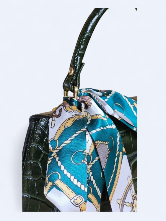 Elegancka torebka kuferek ze skóry naturalnej – butelkowa zieleń