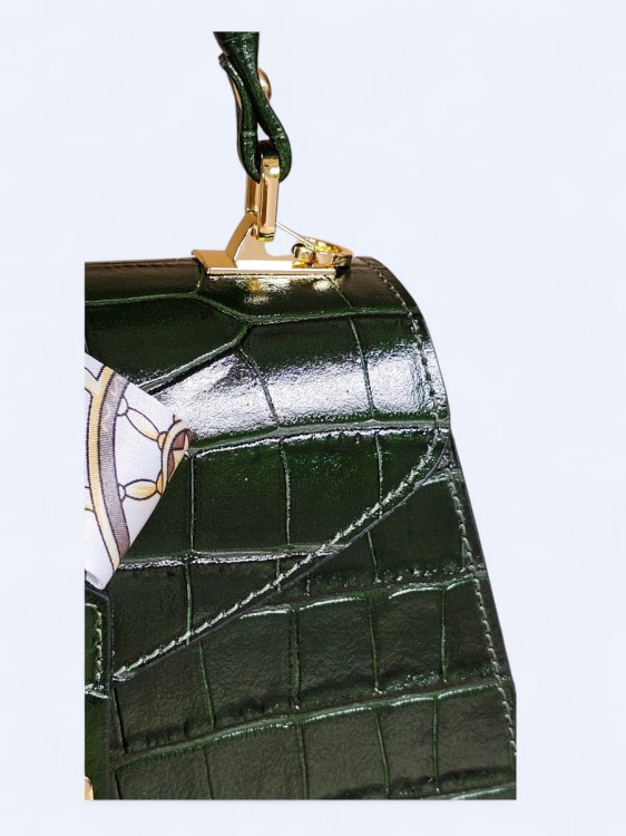 Elegancka torebka kuferek ze skóry naturalnej – butelkowa zieleń