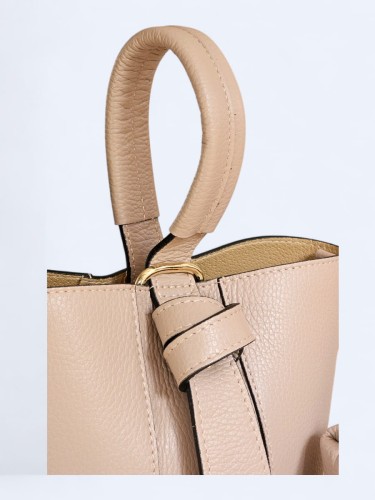 Skórzana damska torba do ręki i na ramię pudrowy róż