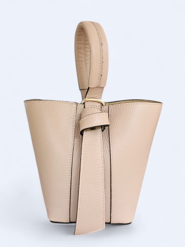 Skórzana damska torba do ręki i na ramię pudrowy róż