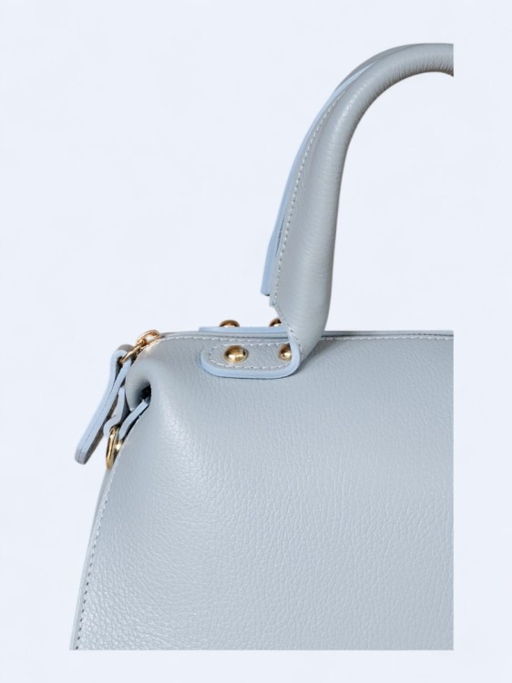 Klasyczna torebka kuferek z włoskiej skóry niebieski