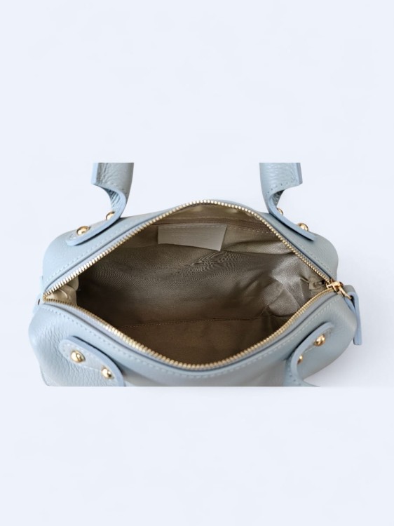 Klasyczna torebka kuferek z włoskiej skóry niebieski