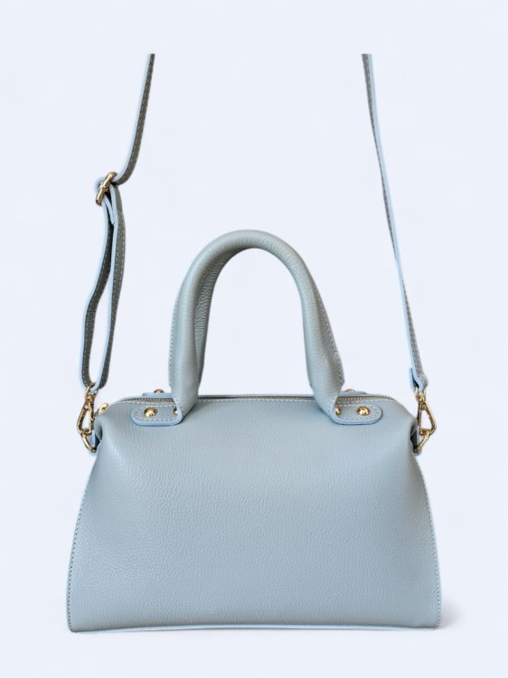 Klasyczna torebka kuferek z włoskiej skóry niebieski