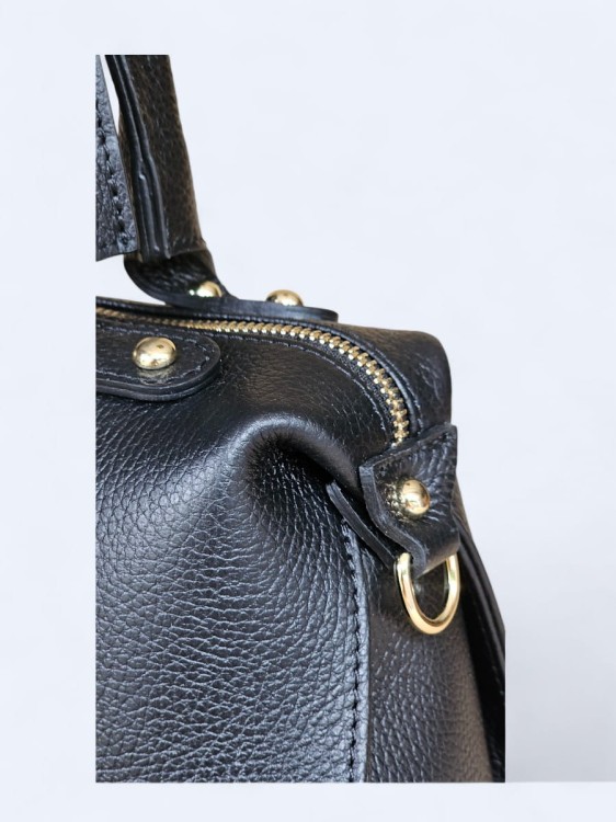 Klasyczna torebka kuferek z włoskiej skóry czarny