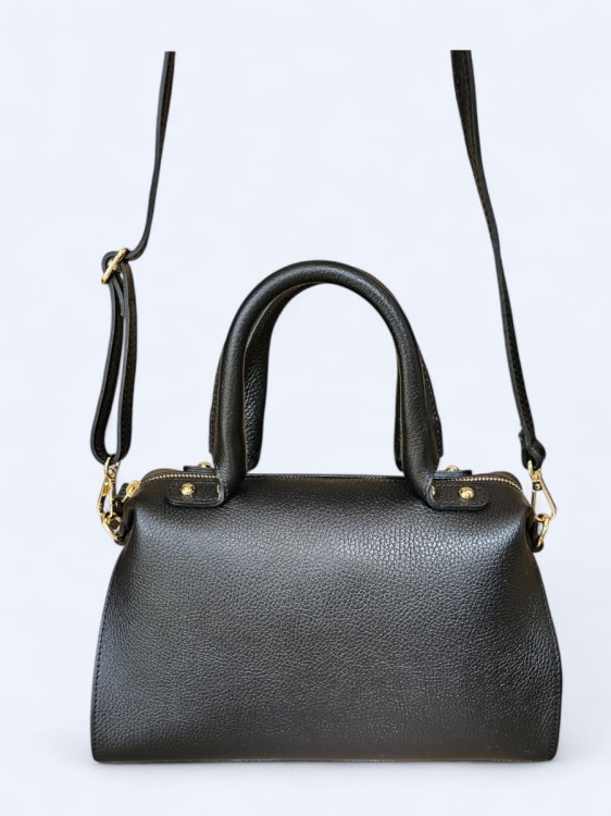 Klasyczna torebka kuferek z włoskiej skóry czarny