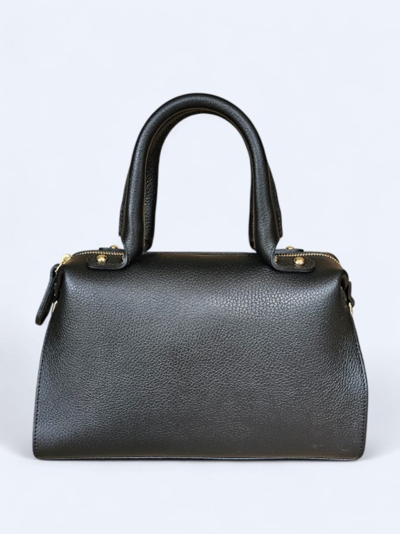 Klasyczna torebka kuferek z włoskiej skóry czarny