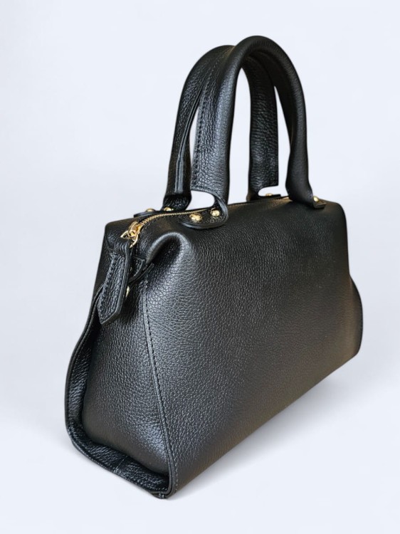Klasyczna torebka kuferek z włoskiej skóry czarny