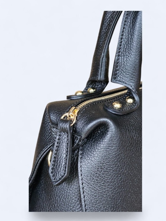 Klasyczna torebka kuferek z włoskiej skóry czarny