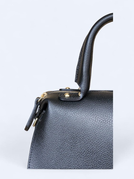 Klasyczna torebka kuferek z włoskiej skóry czarny