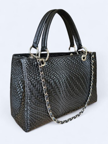Klasyczna torebka z plecionym wzorem czarna