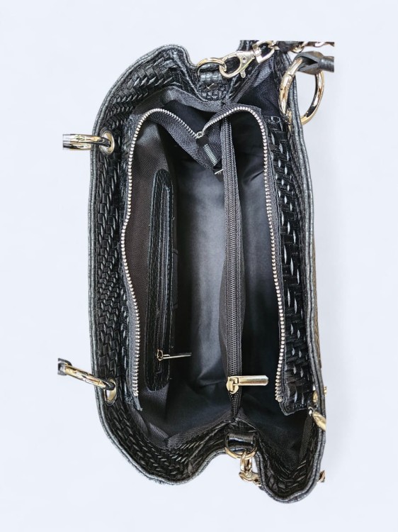 Klasyczna torebka z plecionym wzorem czarna