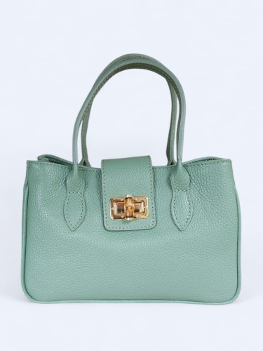 Kompaktowy kuferek ze skóry naturalnej miętowy