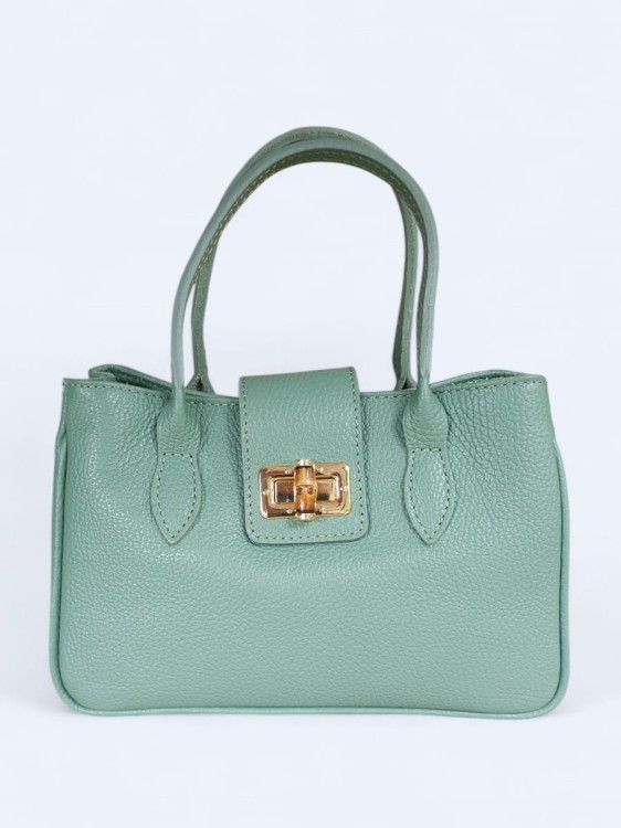 Kompaktowy kuferek ze skóry naturalnej miętowy