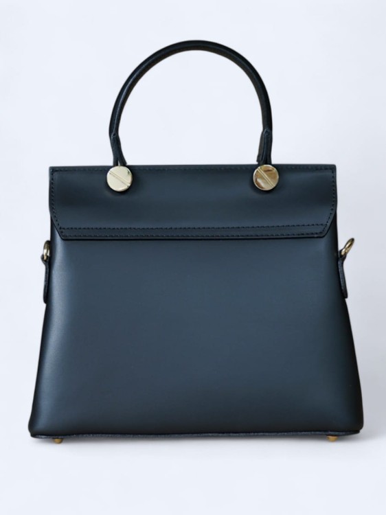 Stylowa torebka kuferek z włoskiej skóry czarny