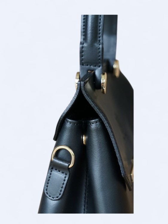 Stylowa torebka kuferek z włoskiej skóry czarny