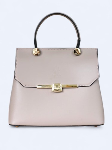 Stylowa torebka kuferek z włoskiej skóry powder