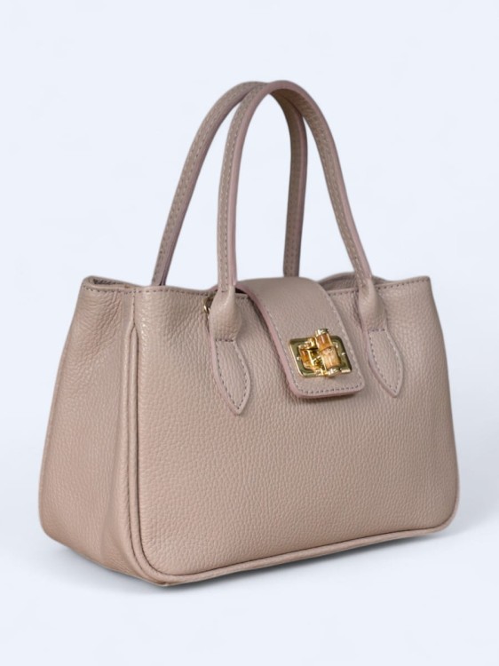 Kompaktowy kuferek ze skóry naturalnej pudrowy