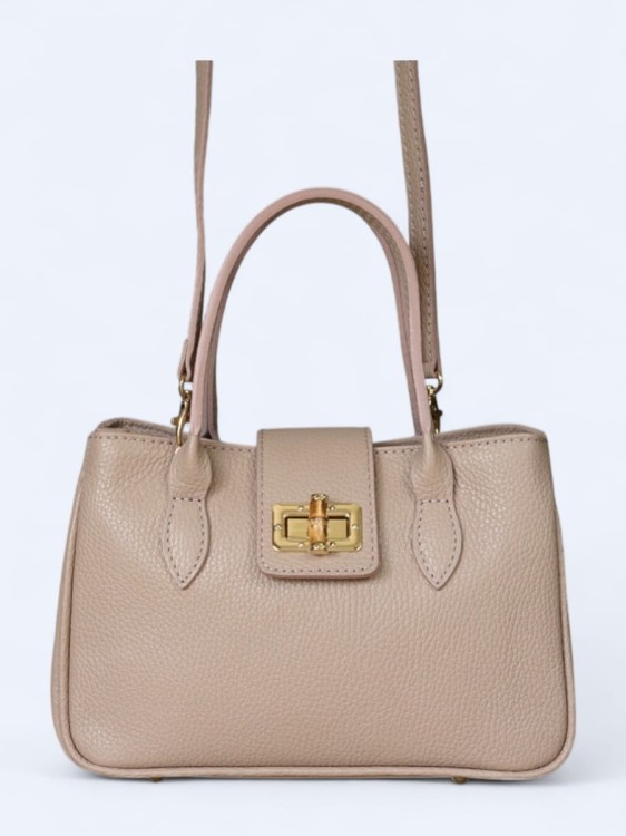 Kompaktowy kuferek ze skóry naturalnej pudrowy