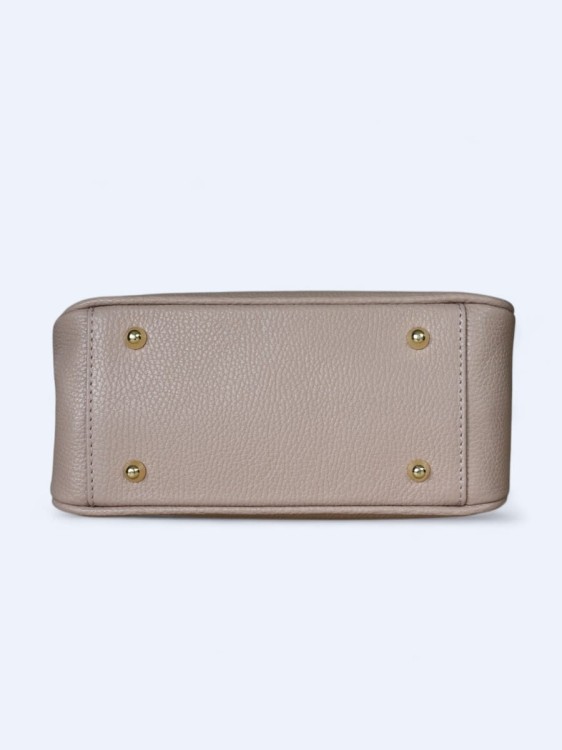 Kompaktowy kuferek ze skóry naturalnej pudrowy