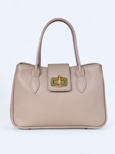 Kompaktowy kuferek ze skóry naturalnej pudrowy