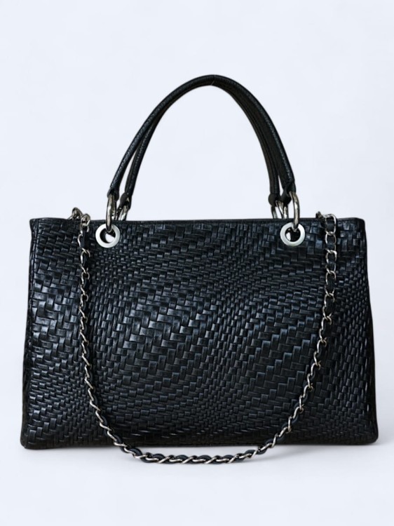 Klasyczna torebka z plecionym wzorem czarna
