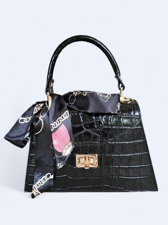 Elegancka torebka kuferek ze skóry naturalnej – głęboka czerń