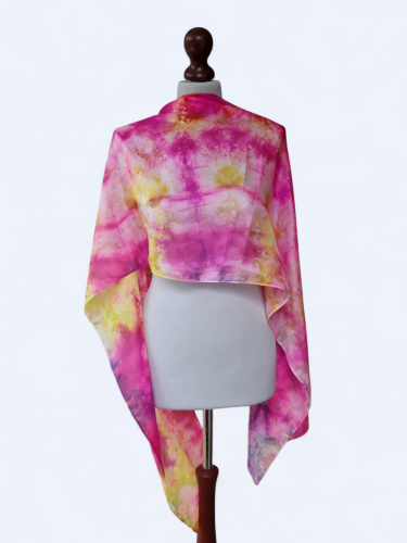 Szal jedwabny delikatny i zwiewny wielokolorowy