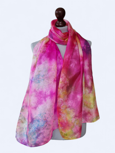 Szal jedwabny delikatny i zwiewny wielokolorowy