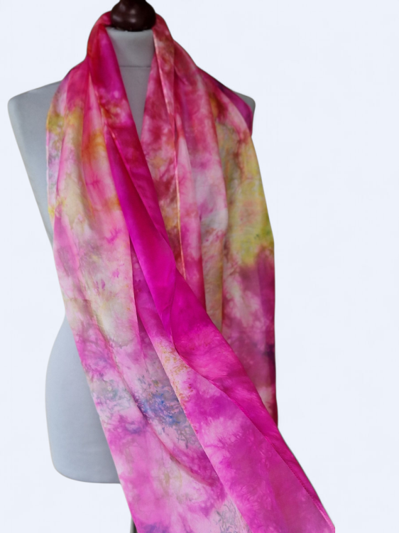 Szal jedwabny delikatny i zwiewny wielokolorowy