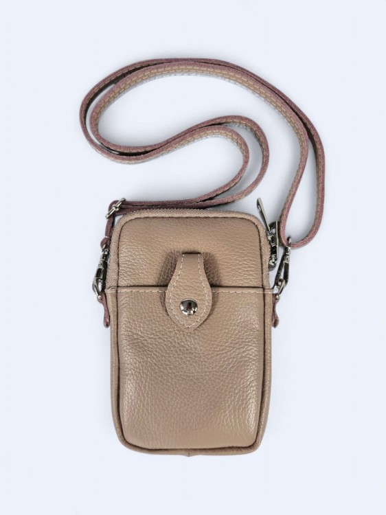 Mini podręczna torebka listonoszka pudrowa