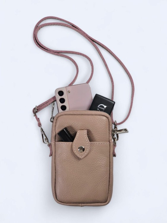 Mini podręczna torebka listonoszka pudrowa