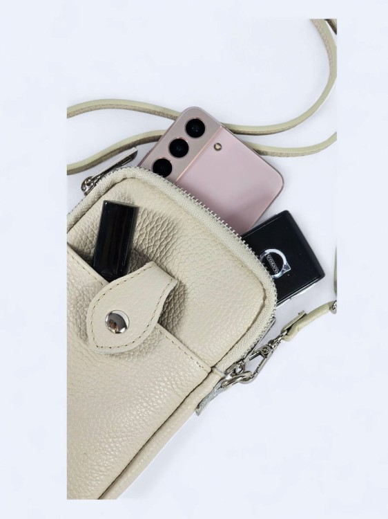 Mini podręczna torebka listonoszka kremowy beż