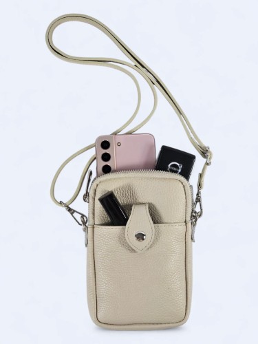 Mini podręczna torebka listonoszka kremowy beż