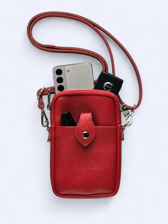 Mini podręczna torebka listonoszka soczysta czerwień