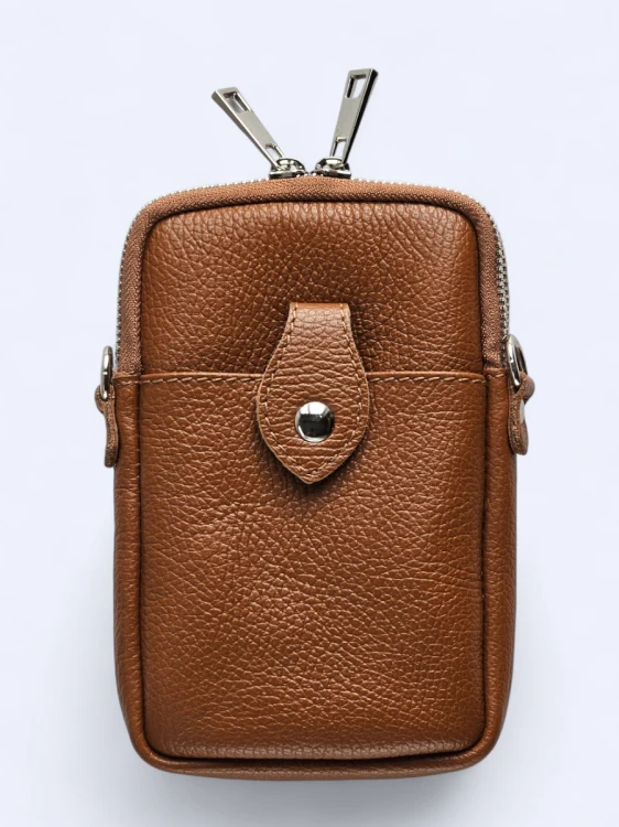 Mini podręczna torebka listonoszka brązowa