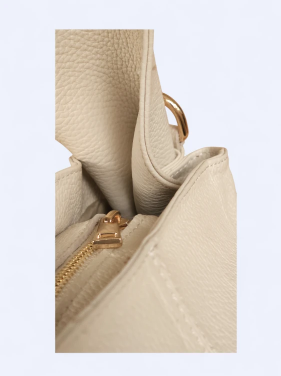 Klasyczna torba do ręki i na ramię jasny beż