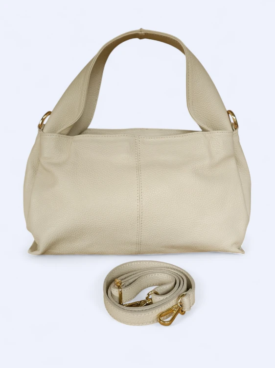 Klasyczna torba do ręki i na ramię jasny beż